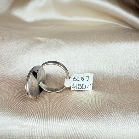 Handmade Silver Ring with Oval Scenic Jasper Natural Gemstone Jewelry Size 7 - Picture 4 of 5